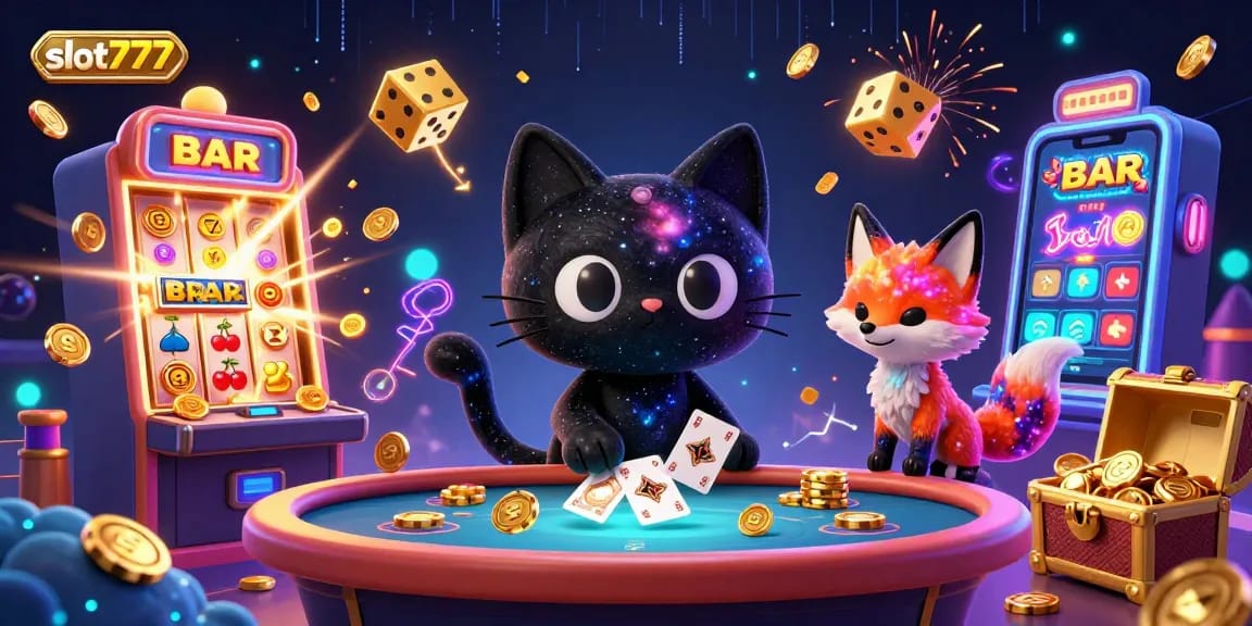 Experience the excitement of slot777 casino games in this vibrant 3D illustration.