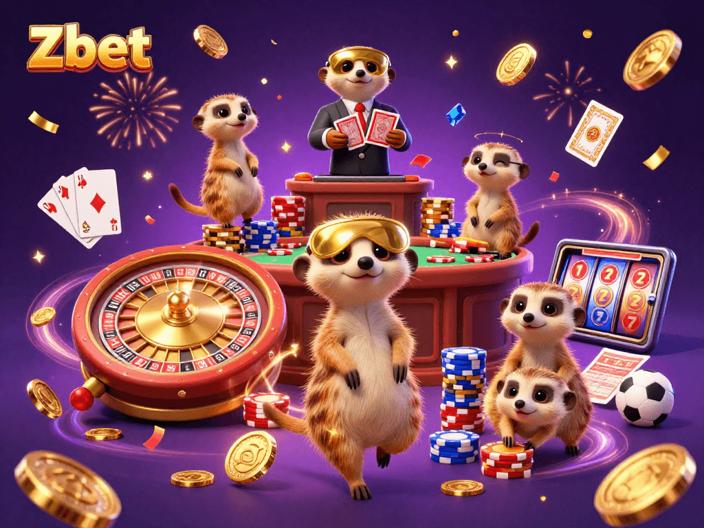 Zbet offers exciting casino gaming experiences with meerkats running a vibrant casino operation and players winning big.