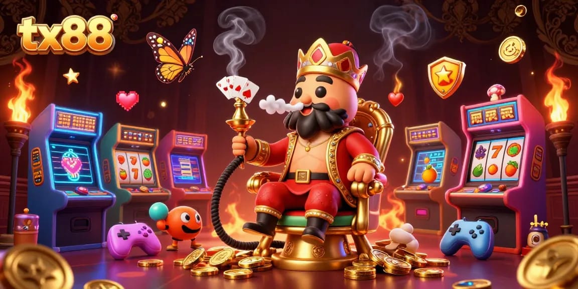 Engaging tx88 casino illustration featuring a vibrant gaming scene with colorful elements and characters.