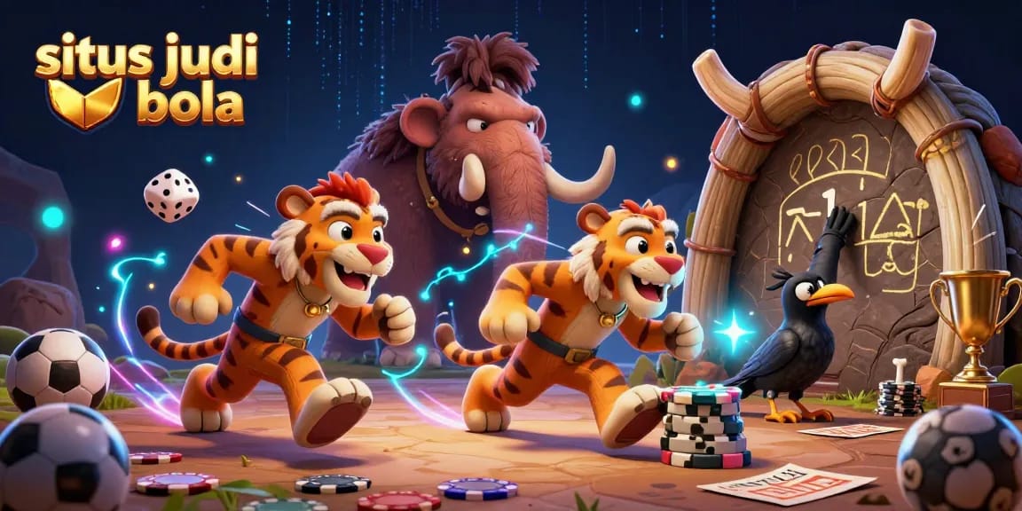 Join the excitement at situs judi bola with thrilling sports betting activities in this vibrant illustration.