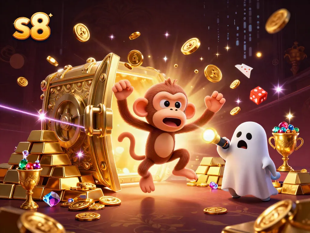 Engage with the thrilling experience of s8 as a mischievous monkey juggles golden treasures in a haunted casino.
