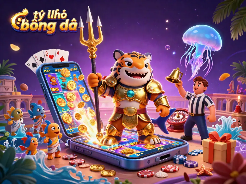Engage with tỷ lệ bóng đá through a dynamic, 3D animated underwater casino scene showcasing vibrant characters and gaming elements.
