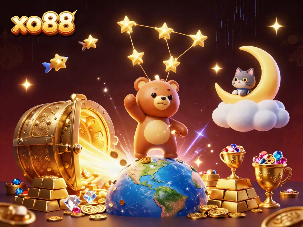 Experience thrilling wins at xo 88 with vibrant casino adventures and sparkling treasures in a dynamic 3D scene.