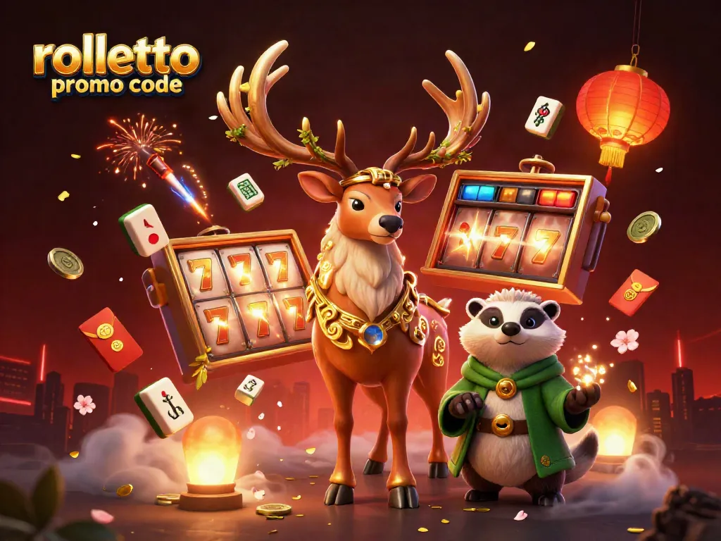 Engage with rolletto promo code for a chance to win big in this vibrant casino-themed illustration.