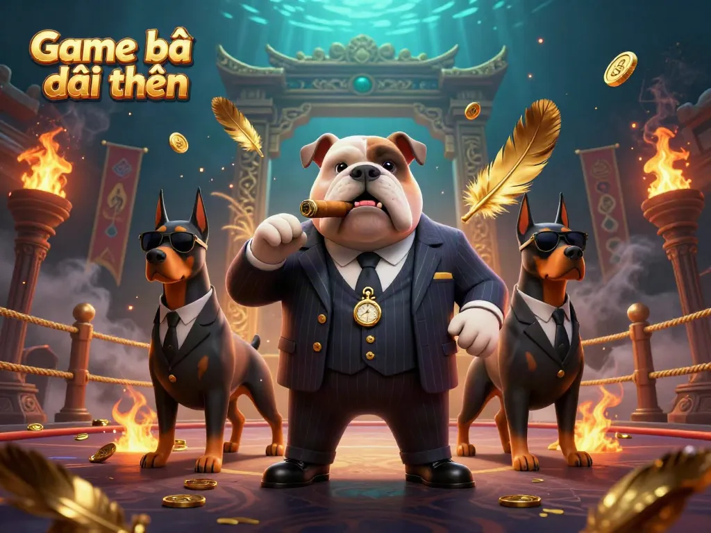 Game bài đổi thưởng action scene with mafia characters and rich casino elements in 3D.