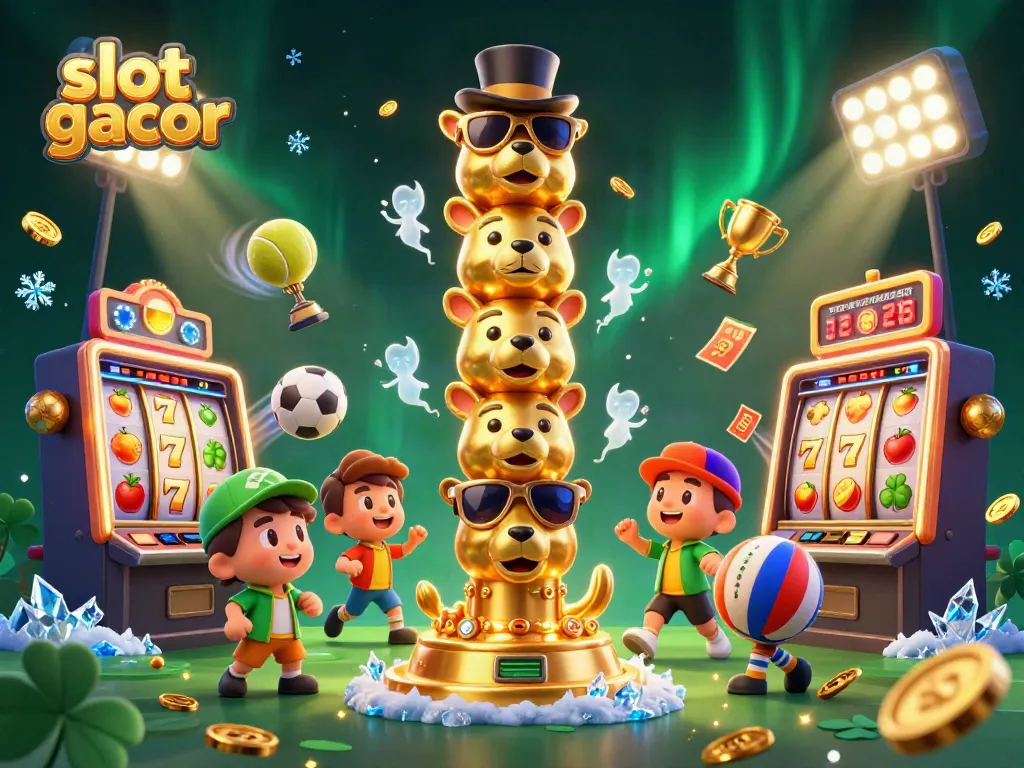 Experience the excitement of slot gacor with dynamic games and vibrant elements in this captivating casino illustration.
