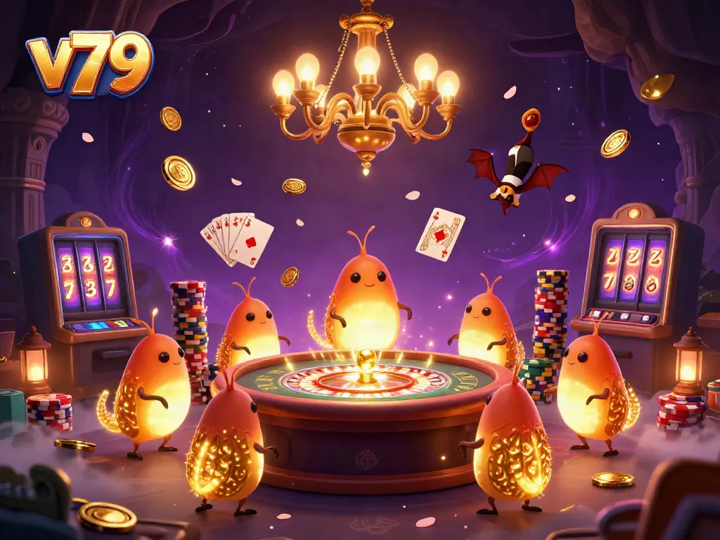 Experience thrilling gameplay at v79 with glowworms lighting a vibrant casino atmosphere.
