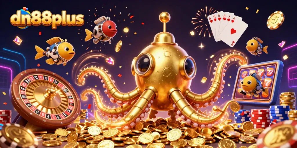 Engage in high-stakes excitement with dn88plus, featuring golden kraken and thrilling casino elements.