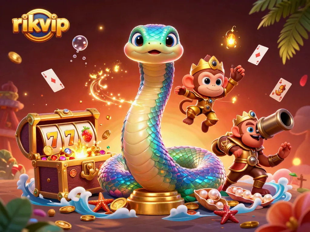 Experience excitement at rikvip with vibrant characters, underwater treasures, and casino-inspired elements.