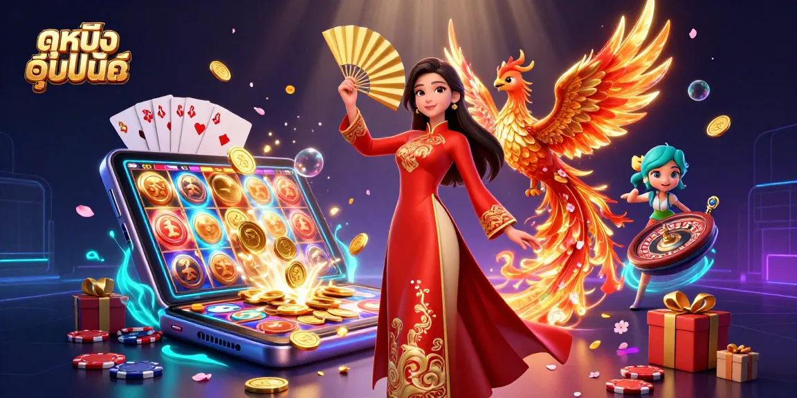 Engage in ดูหนังออนไลน์ with a sumptuous 3D scene of immersive gaming elements and vibrant visuals.