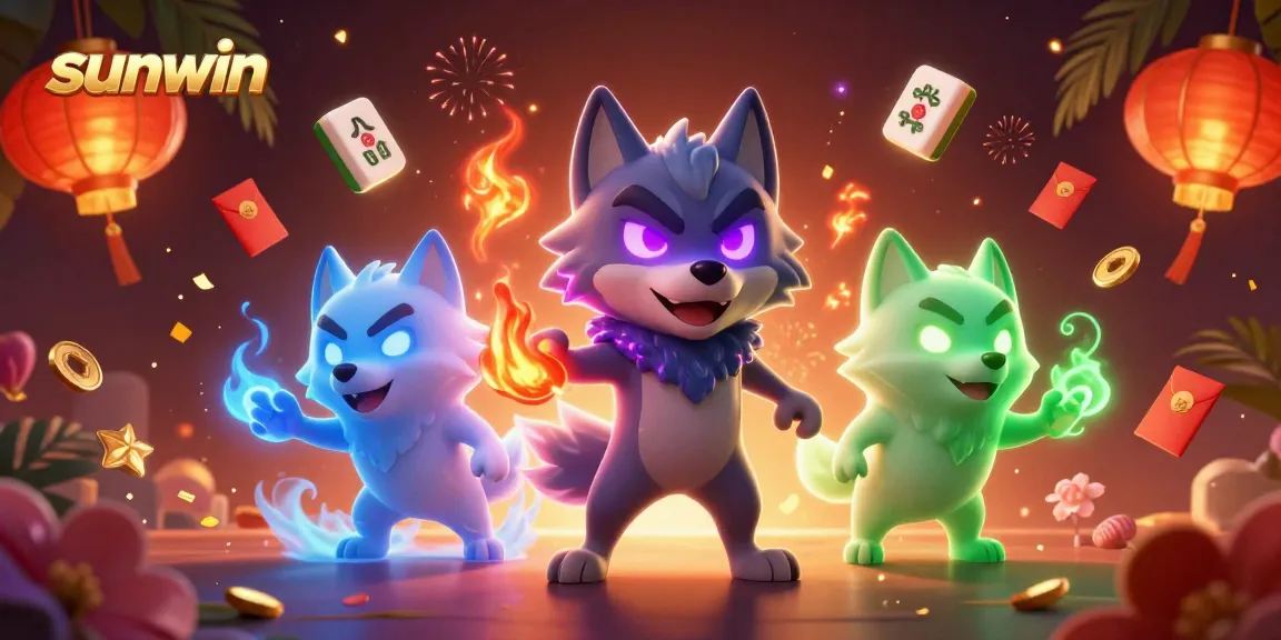 Experience thrilling gameplay at sunwin with ghostly wolves flanked by casino symbols in a vibrant gaming scene.
