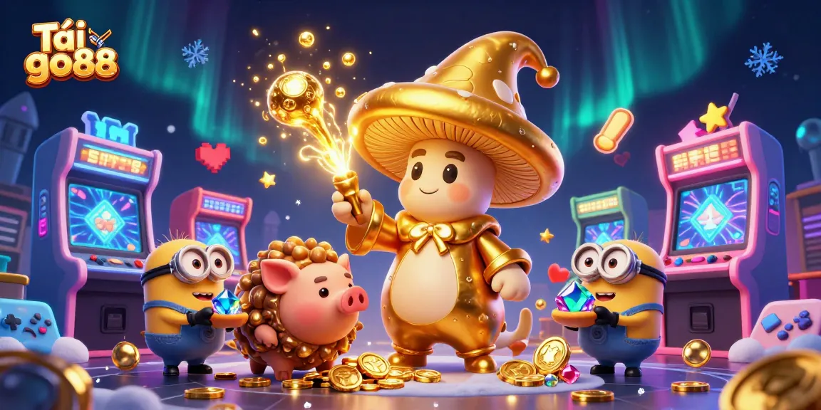 Engage in the magical adventure of Tải go88 with vibrant characters and gaming elements.