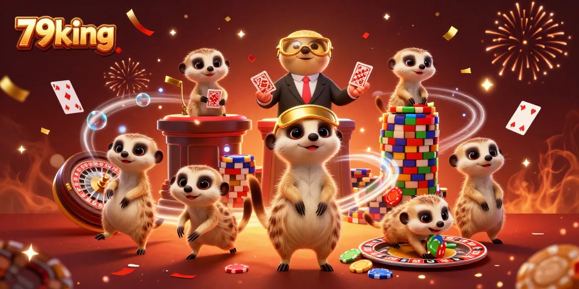 Encourage excitement with 79king's casino scene featuring meerkats in action around a roulette table.