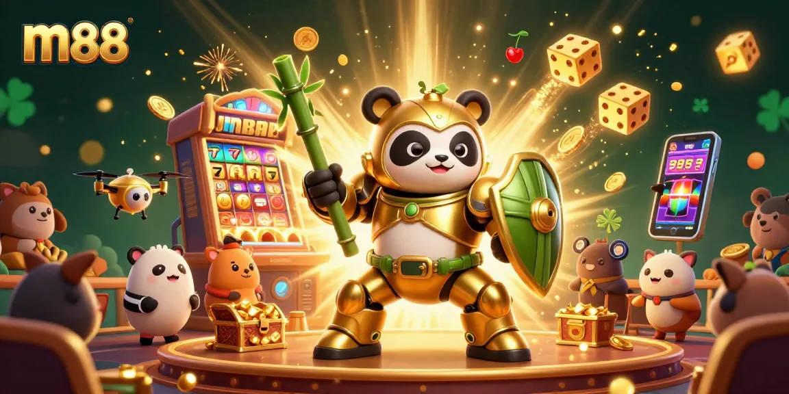Experience the excitement of m88 with vibrant gaming action in a dynamic casino illustration.