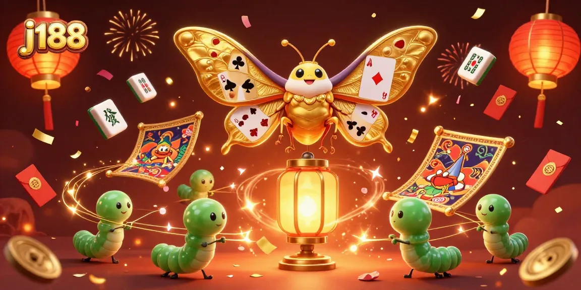 Win big at j188 with vibrant casino-themed 3D illustration showcasing games and celebration elements.