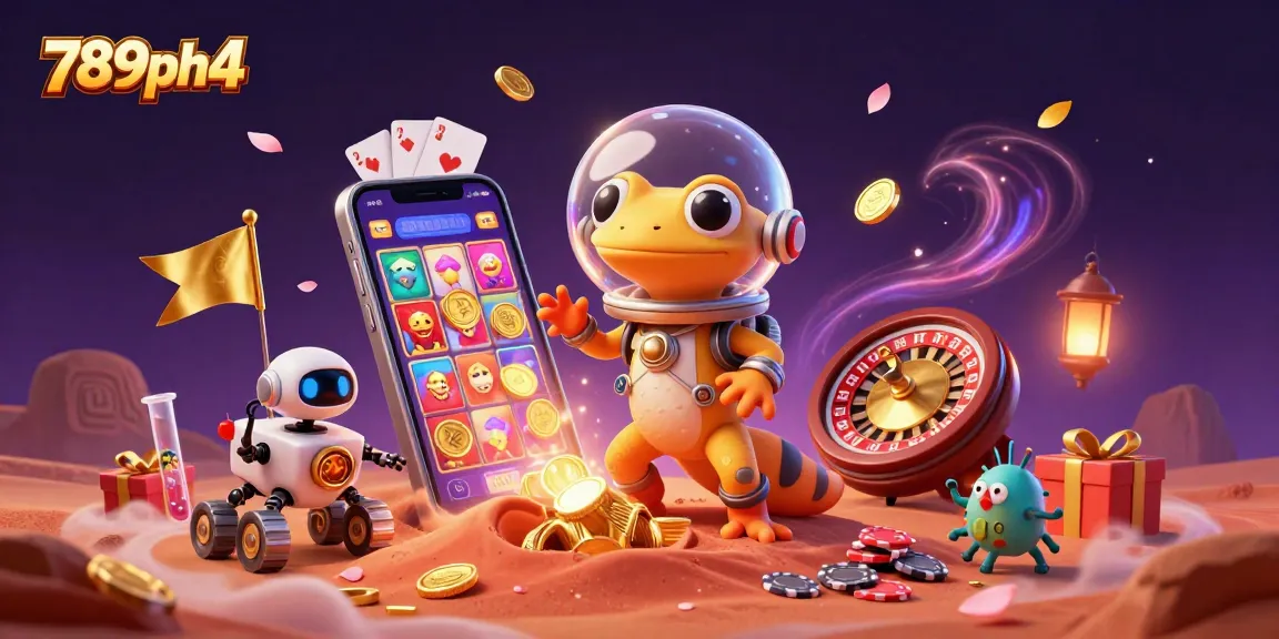 Engage in exciting gameplay at 789ph4 with a vibrant illustrated scene depicting 3D characters exploring a golden casino.